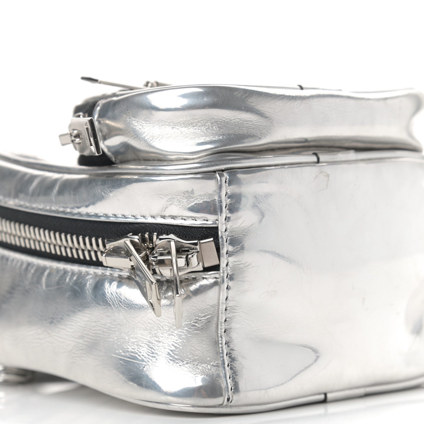 Metallic Lambskin Mini Attica Backpack Silver
