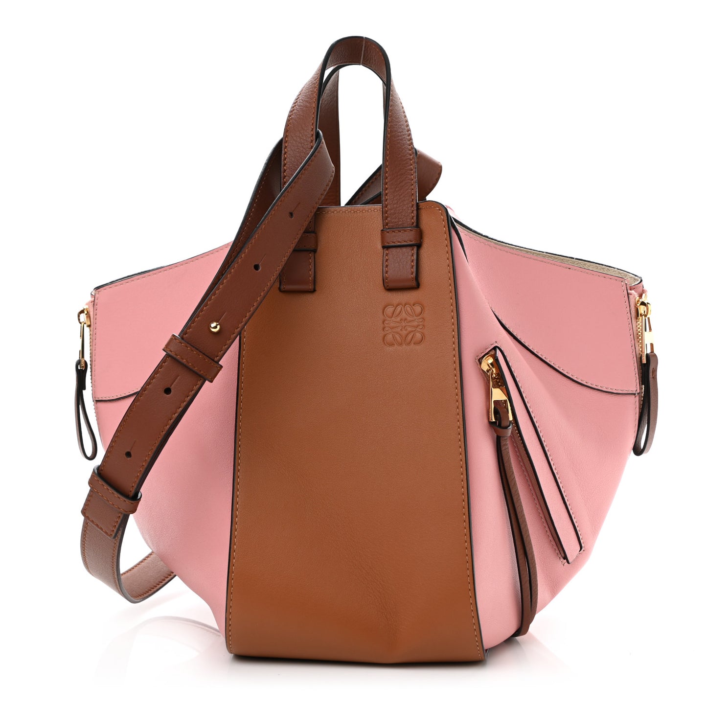 Calfskin Small Hammock Shoulder Bag Pastel Pink Tan