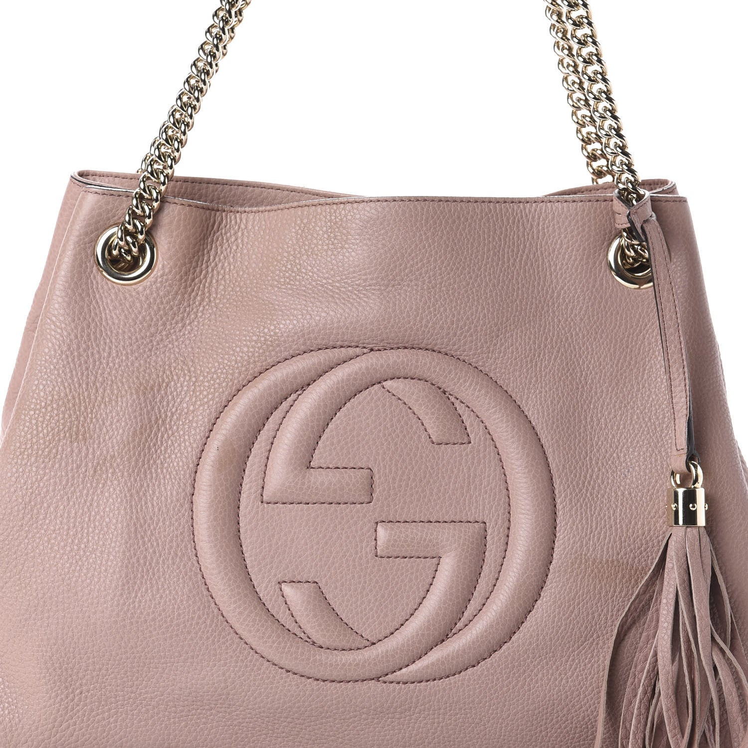 Gucci Pebbled Calfskin Medium Soho Chain Shoulder Bag Dark Cipria 8 of 12