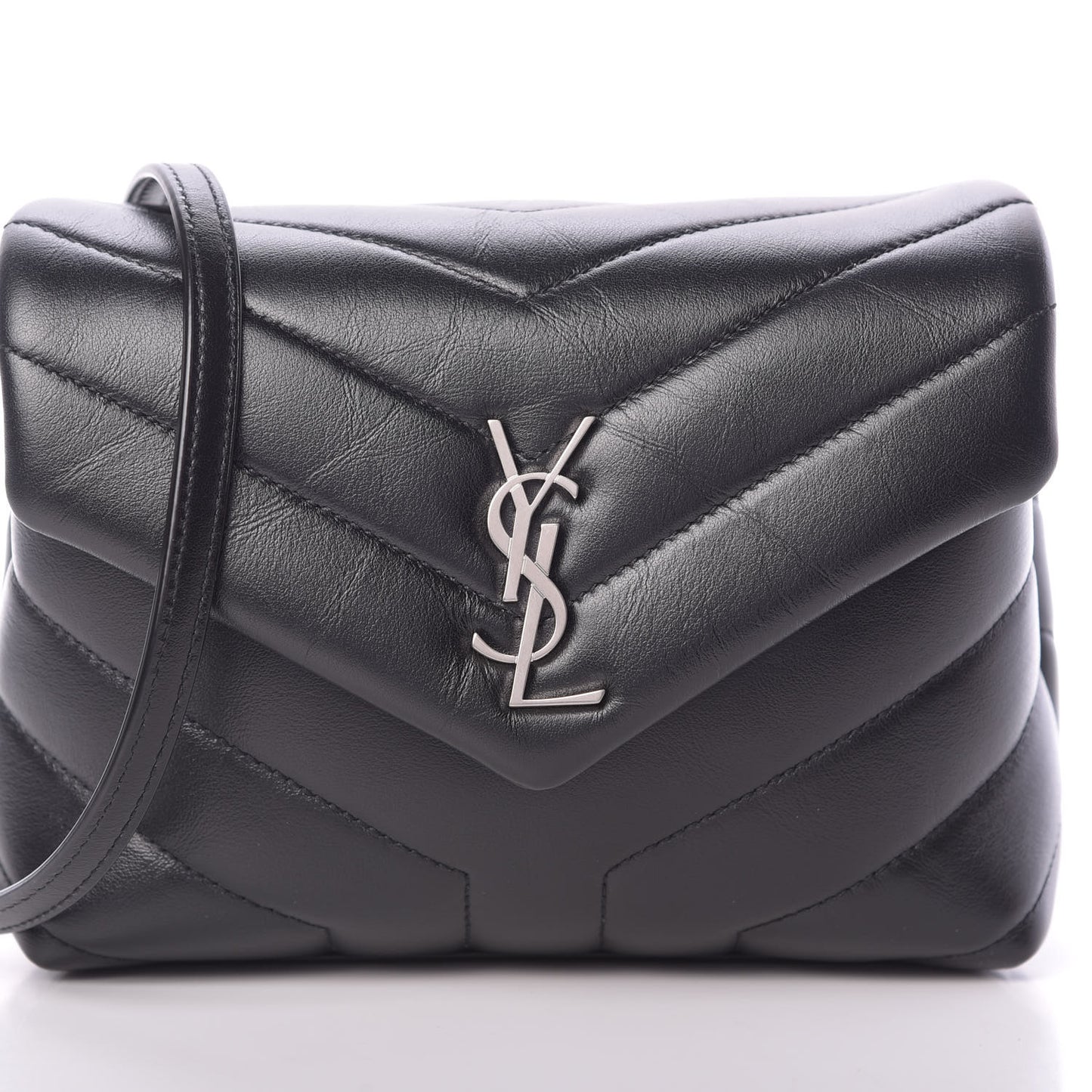 Calfskin Y Quilted Monogram Toy Loulou Crossbody Bag Black