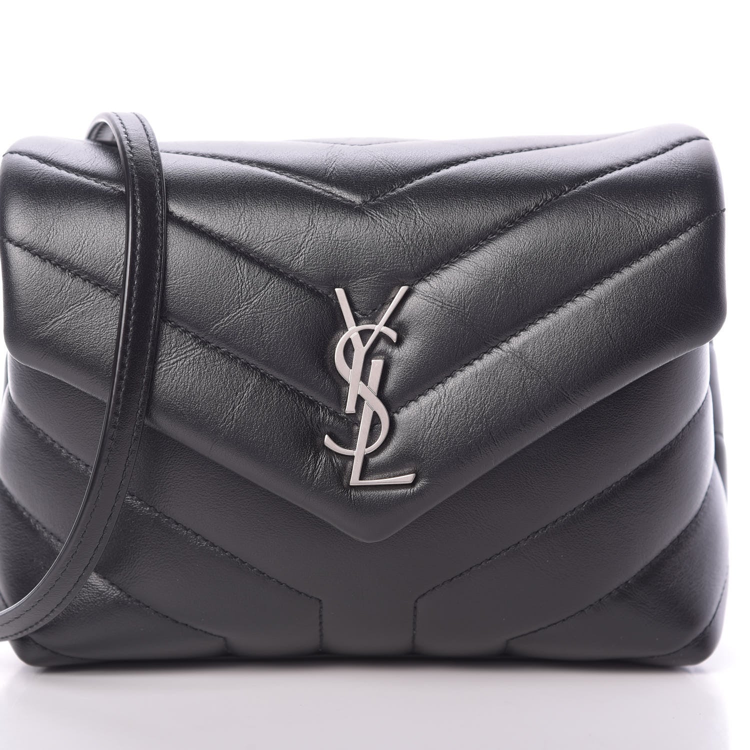 Saint Laurent Calfskin Y Quilted Monogram Toy Loulou Crossbody Bag Black 8 of 11