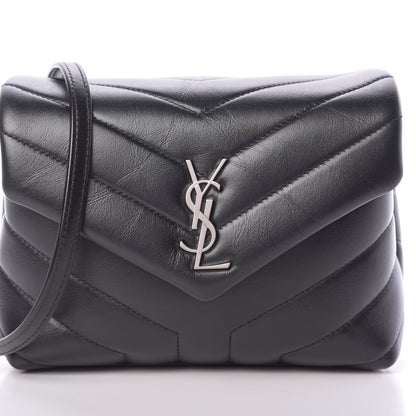 Saint Laurent Calfskin Y Quilted Monogram Toy Loulou Crossbody Bag Black 8 of 11
