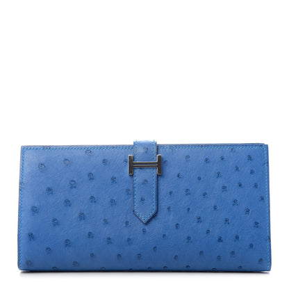 Hermes Ostrich Bearn Wallet Mykonos 1 of 6