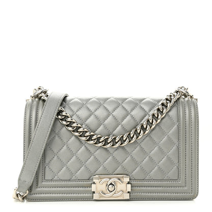 Chanel Caviar Quilted Medium Boy Flap Light Grey 1 of 12