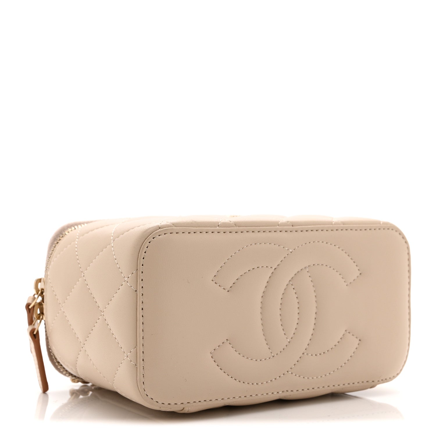 Chanel Lambskin Quilted Small Top Handle Vanity Case With Chain Beige 4 of 11