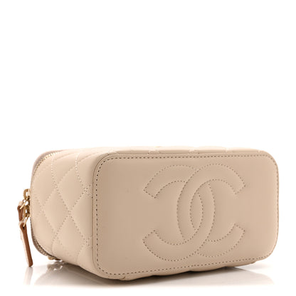 Chanel Lambskin Quilted Small Top Handle Vanity Case With Chain Beige 4 of 11