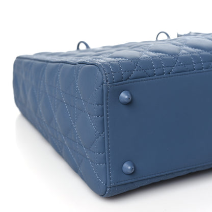 Christian Dior Ultra Matte Calfskin Cannage Large Lady Dior Denim Blue 9 of 10