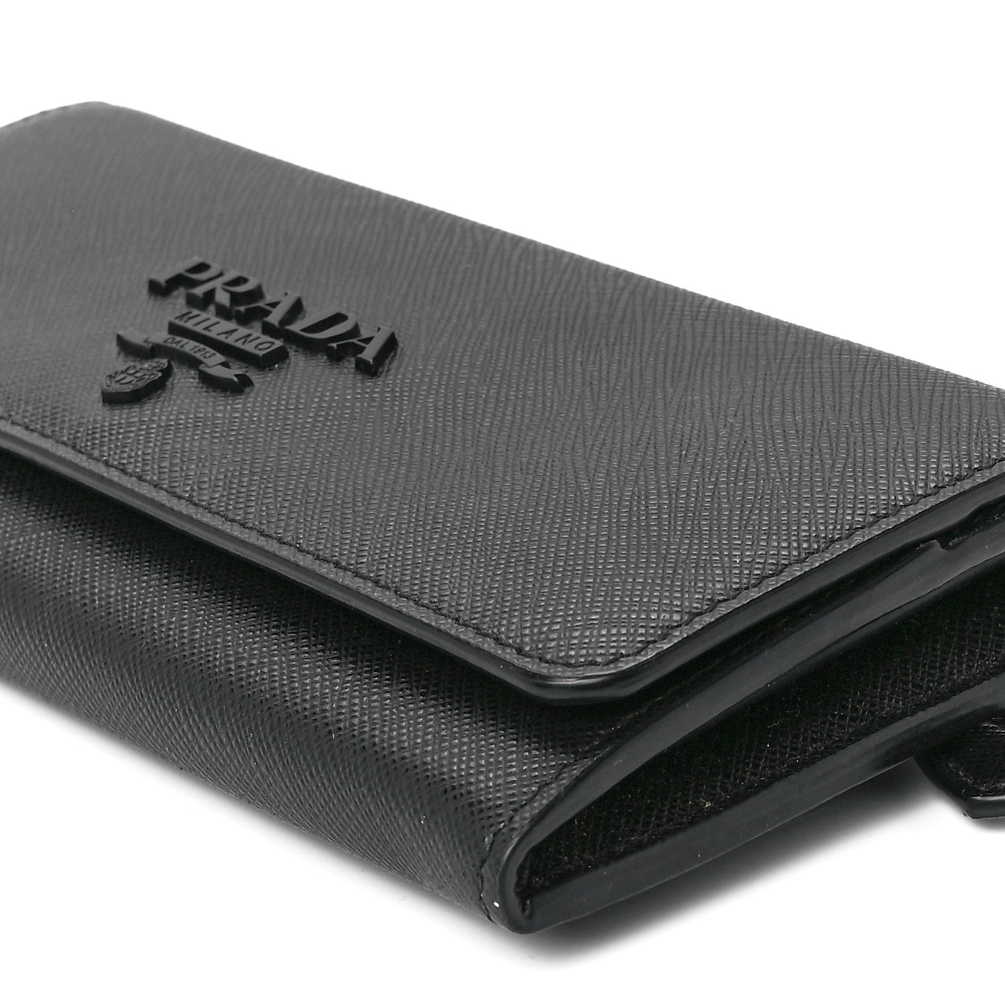 Saffiano Metal Continental Flap Wallet Black