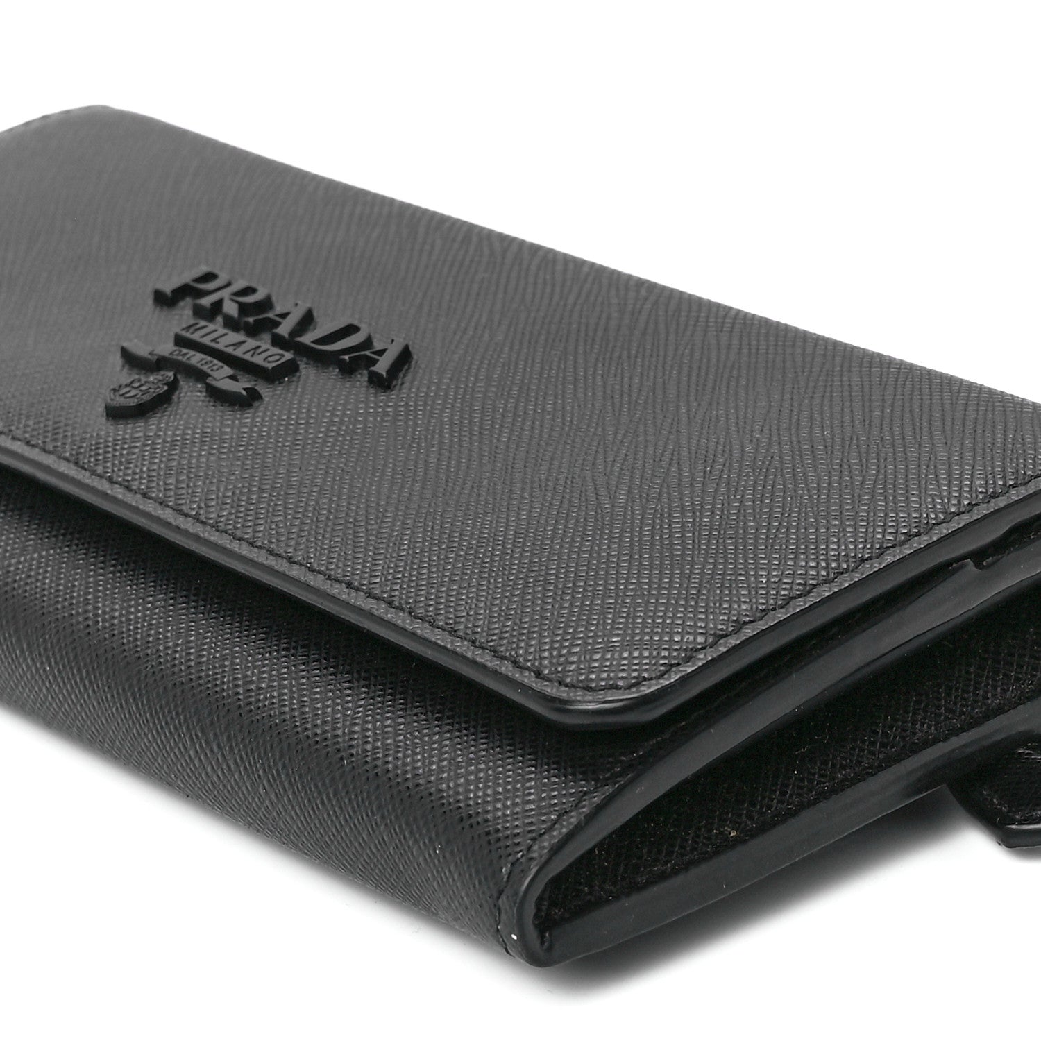Prada Saffiano Metal Continental Flap Wallet Black 13 of 14