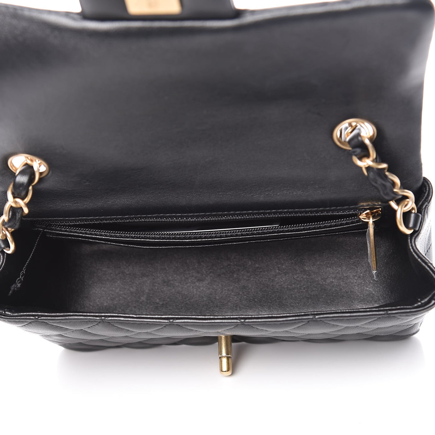 Lambskin Quilted Mini Rectangular Flap Black