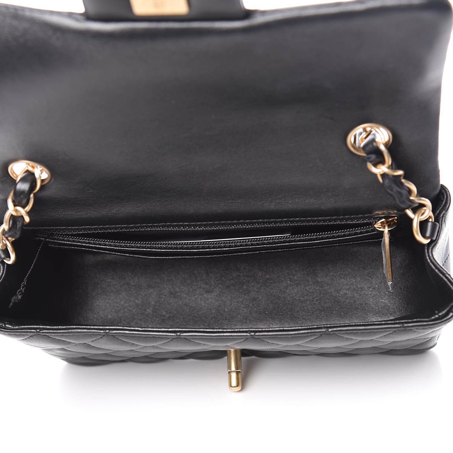 Chanel Lambskin Quilted Mini Rectangular Flap Black 7 of 10