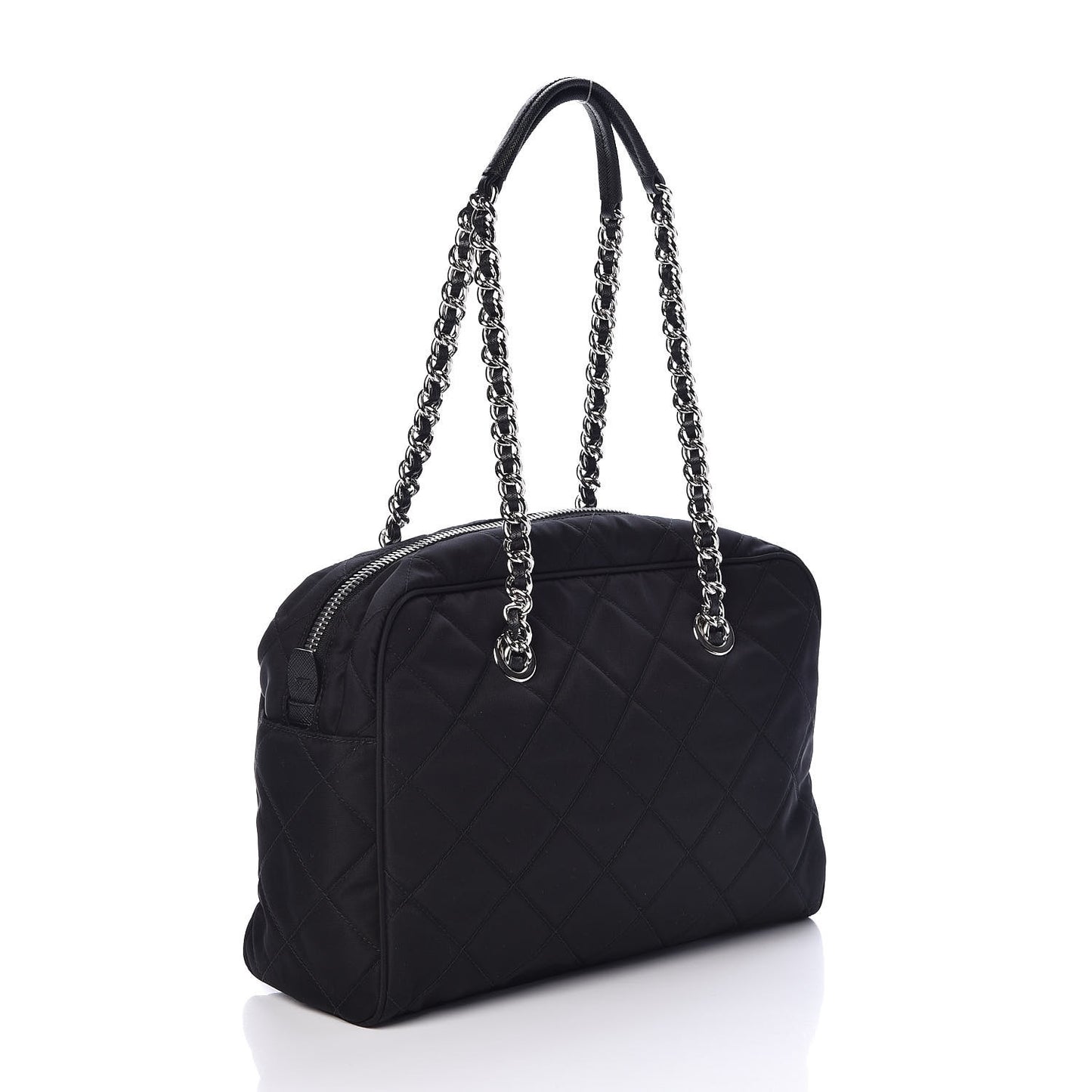 Nylon Tessuto Impuntu Quilted Shoulder Bag Black