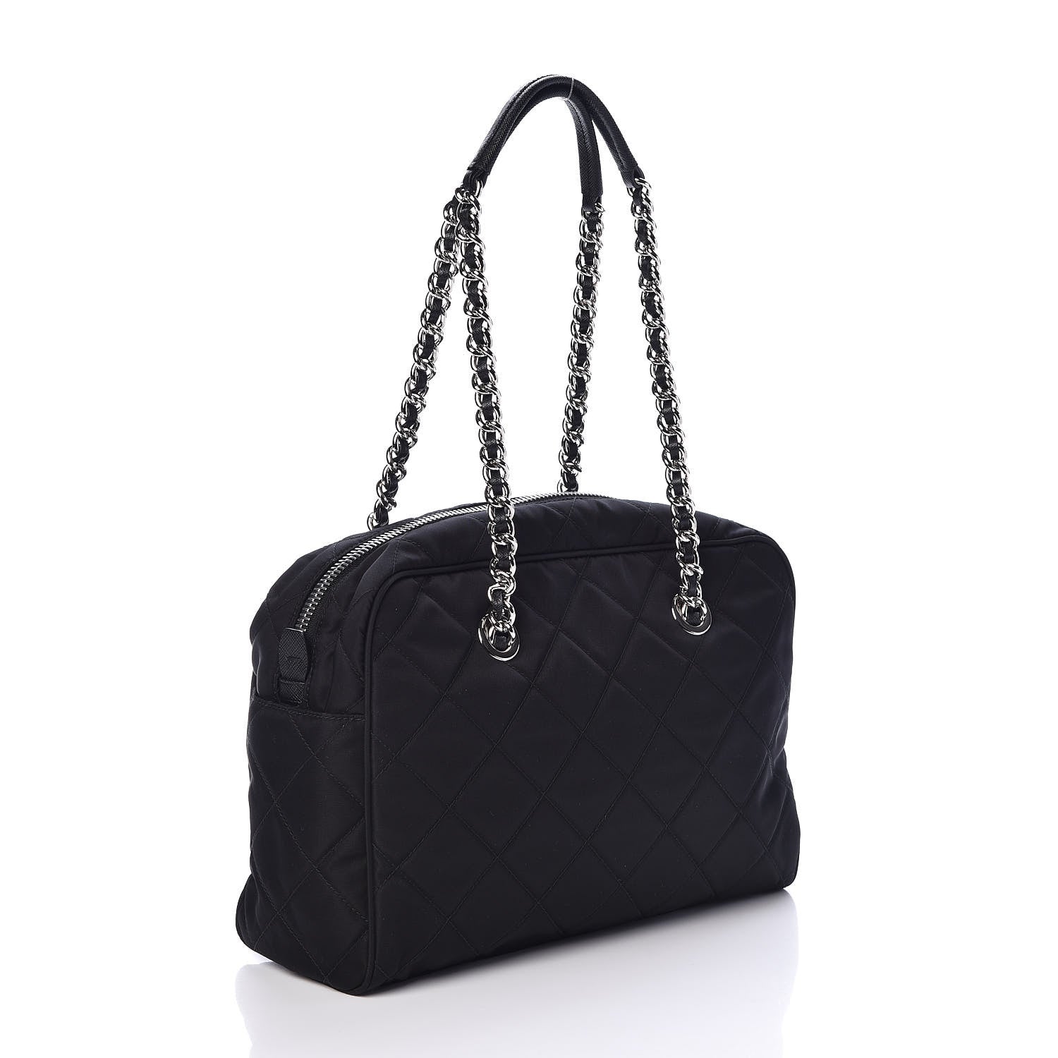 Prada Nylon Tessuto Impuntu Quilted Shoulder Bag Black 3 of 8