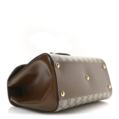 Gucci GG Supreme Monogram Calfskin Medium Horsebit 1955 Top Handle Bag Beige Ebony Brown Sugar 4 of 11