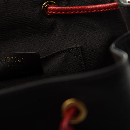 Fendi Vitello Cruise Bi-Color FF 1974 Embossed F is Fendi Drawstring Backpack Black Fragola Maya 6 of 8