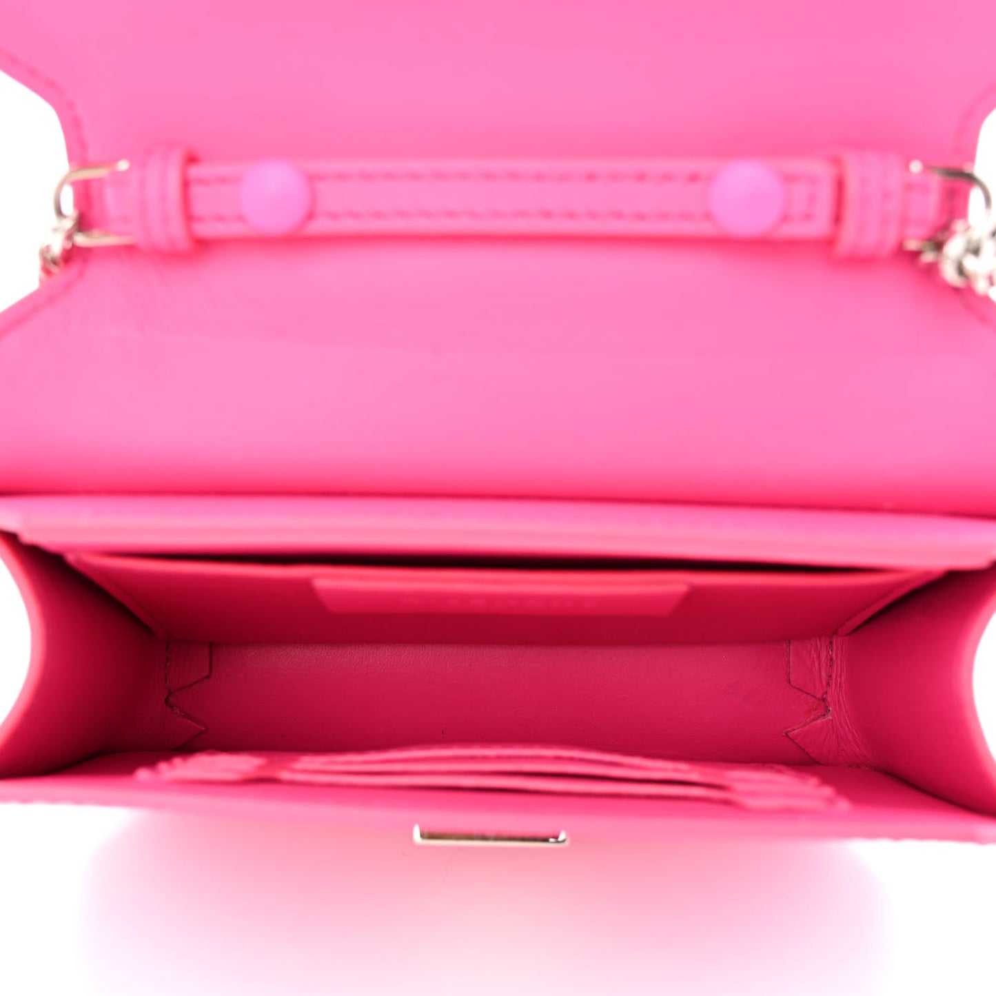Calfskin Bow Cut Chain Wallet Fuchsia