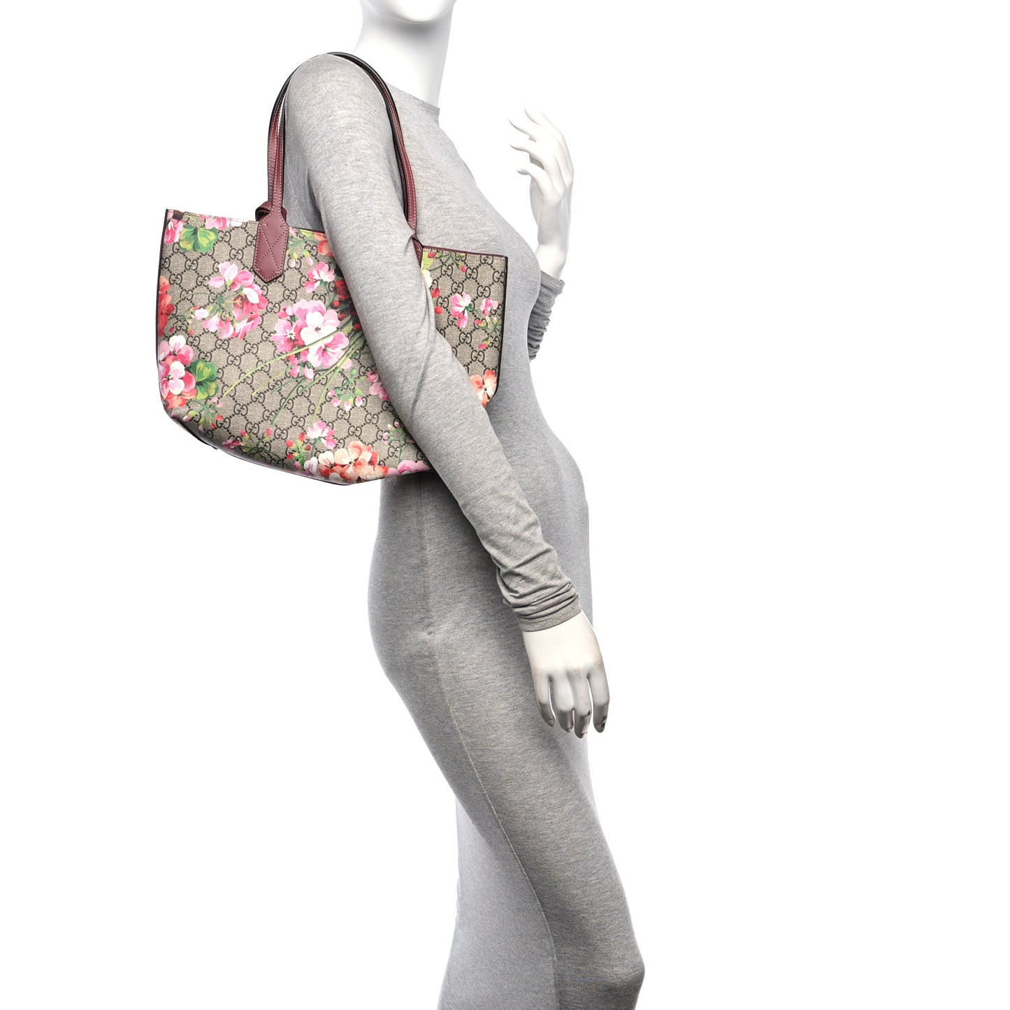 GG Supreme Monogram Blooms Small Reversible Tote Beige Multicolor Dry Rose