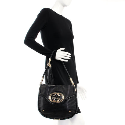 Gucci Calfskin Medium Britt Tassel Shoulder Bag Black 2 of 9