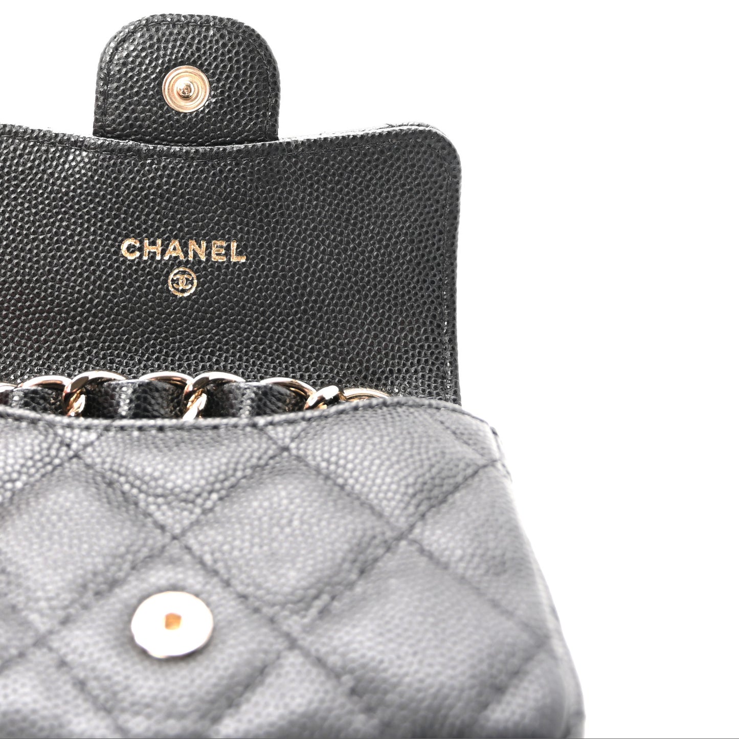 Caviar Quilted Mini Chain Belt Bag Black