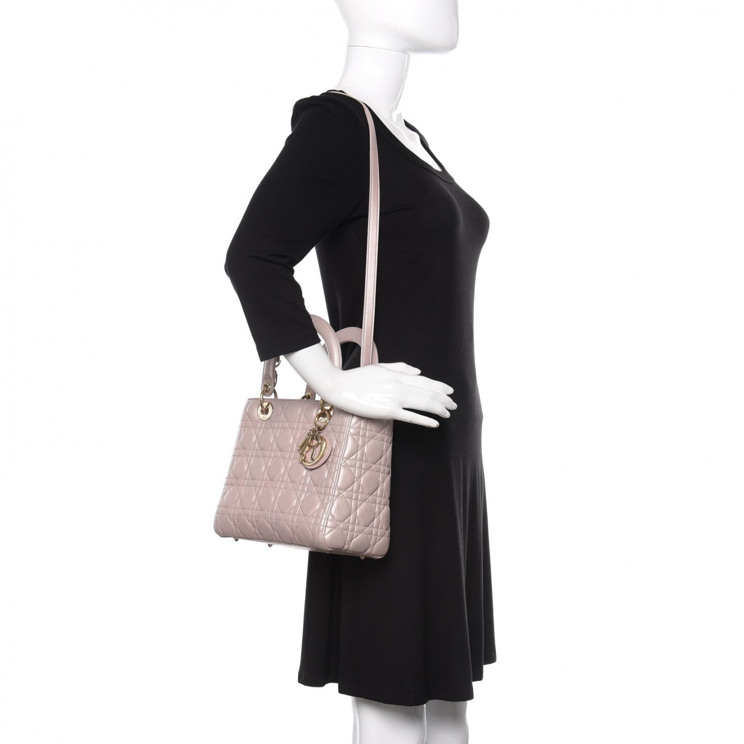 Christian Dior Pearly Lambskin Cannage Medium Lady Dior Lotus 2 of 11