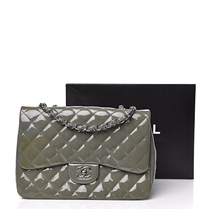 Chanel Patent Quilted Jumbo Single Flap Grey 18 of 18