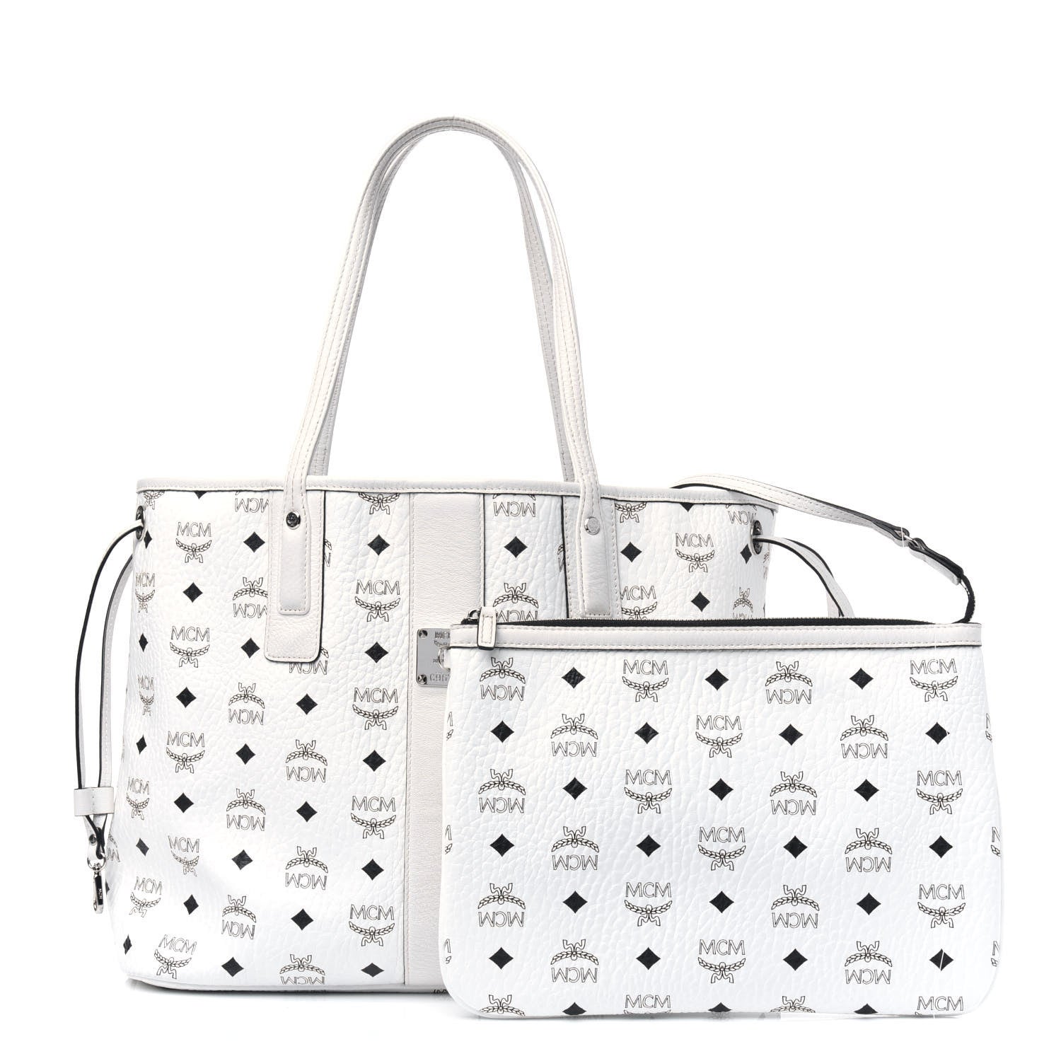 MCM Visetos Medium Liz Reversible Shopper Tote White 1 of 19