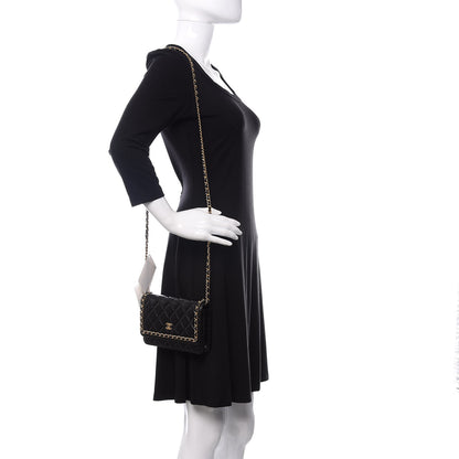 Chanel Lambskin Quilted Running Chain Wallet On Chain WOC Black 2 of 13