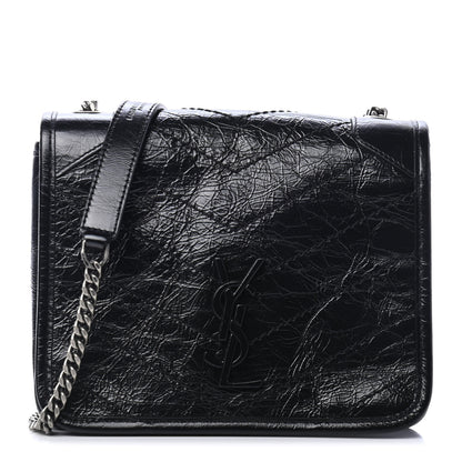 Saint Laurent Crinkled Calfskin Matelasse Monogram Niki Chain Wallet Black 1 of 4
