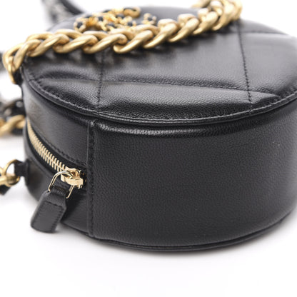Chanel Shiny Goatskin Quilted 19 Round Clutch With Chain Black 9 of 11