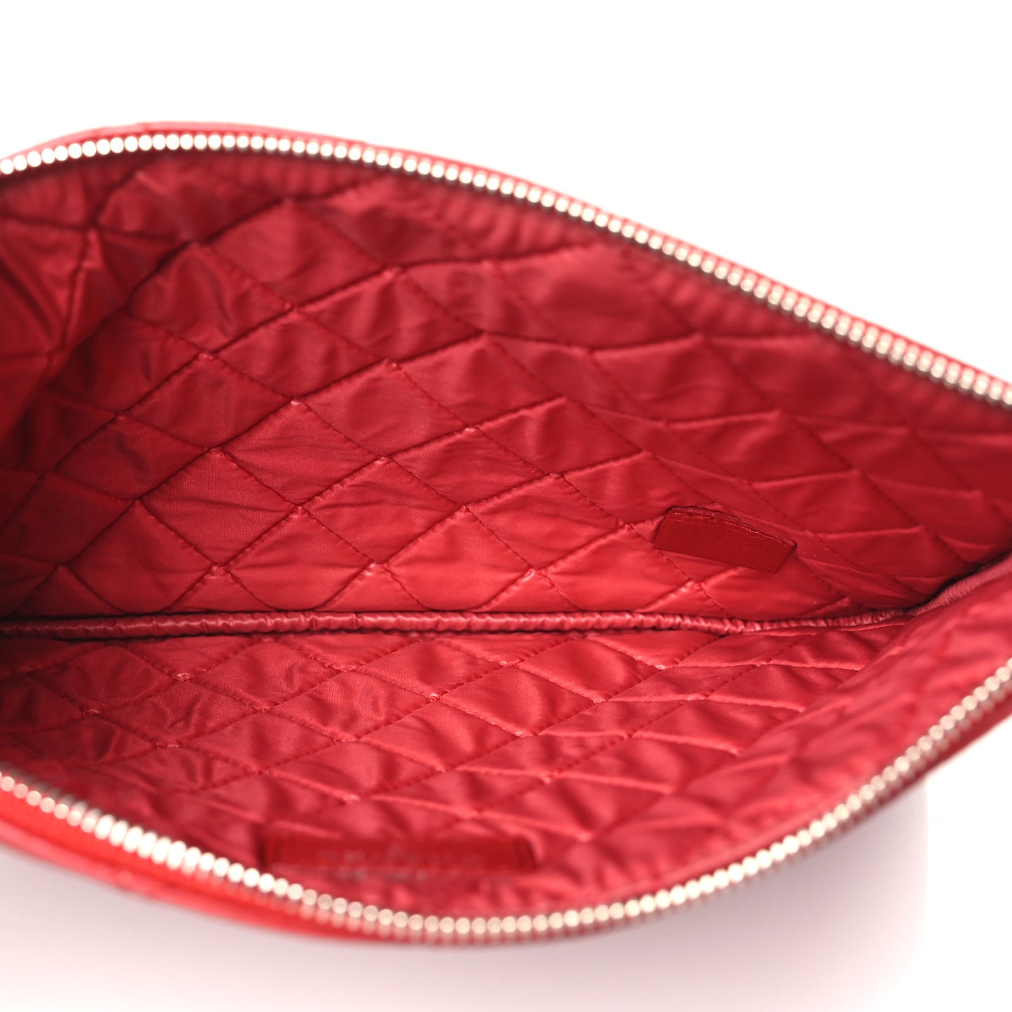 Lambskin Quilted Medium Cosmetic Case Red