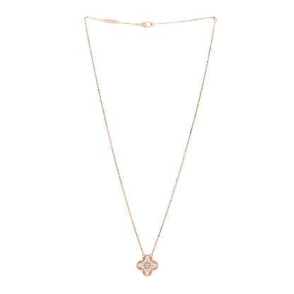 Van Cleef & Arpels 18K Rose Gold Diamond Vintage Alhambra Pendant Necklace 3 of 5