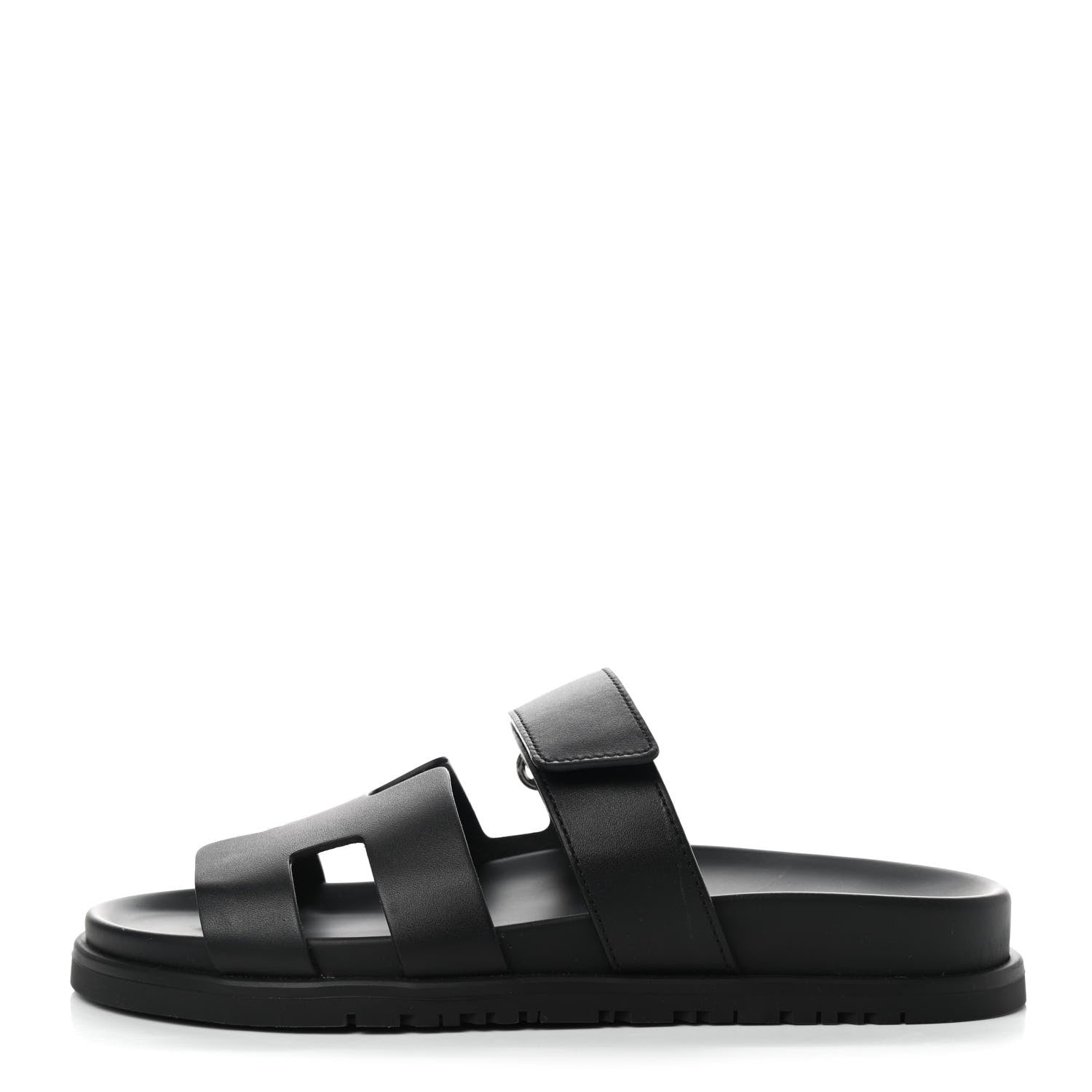Hermes Calfskin Womens Chypre Sandals 37 Black 1 of 8