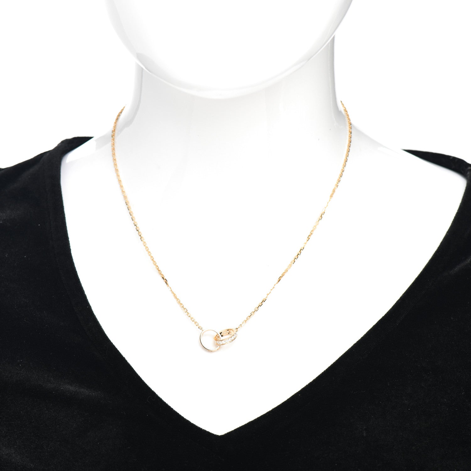 Cartier 18K Yellow Gold Diamond Interlocking LOVE Necklace 2 of 6