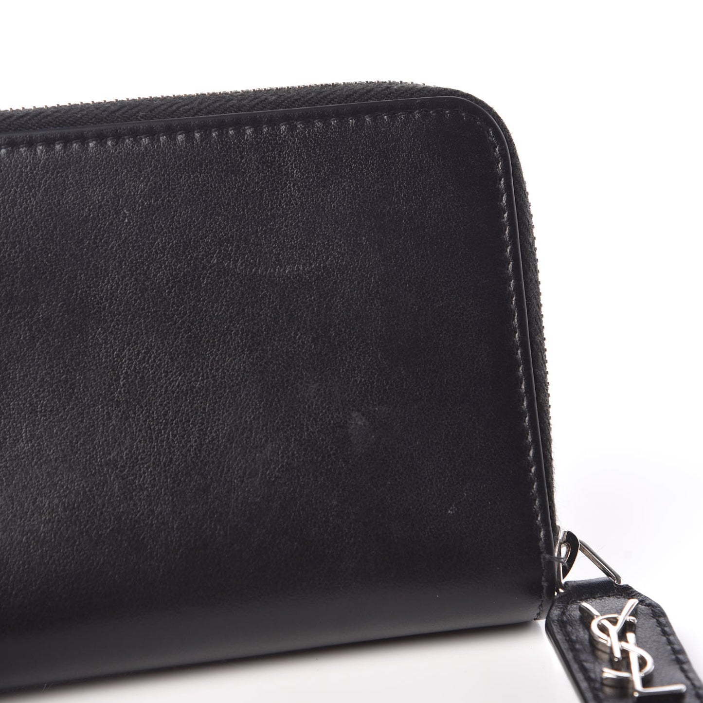 Calfskin Love Patchwork Compact Zip Around Wallet Black