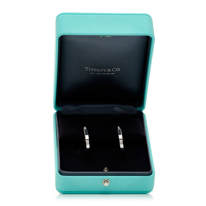 Tiffany 18K White Gold Diamond Medium Lock Earrings 5 of 5