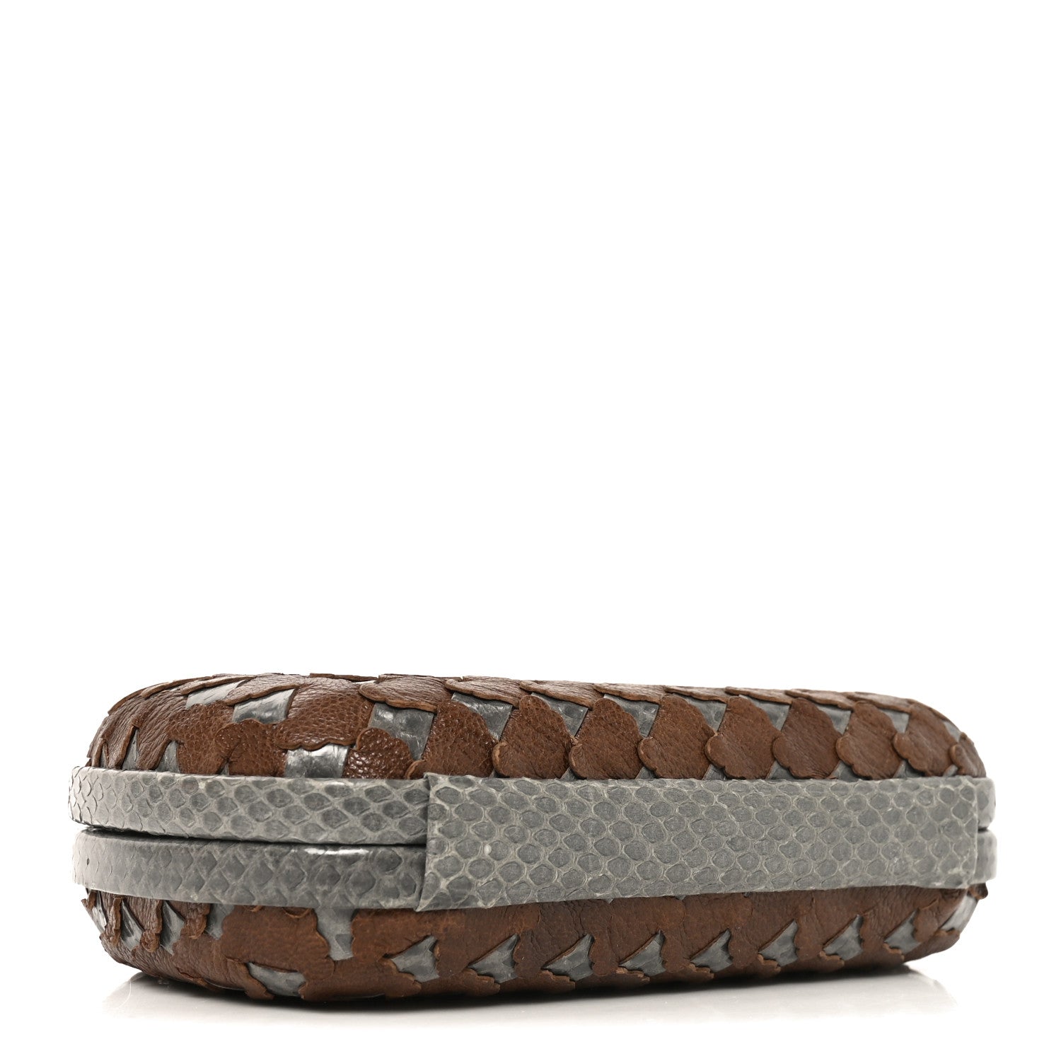 Bottega Veneta Snakeskin Knot Clutch Grey Multicolor 4 of 8