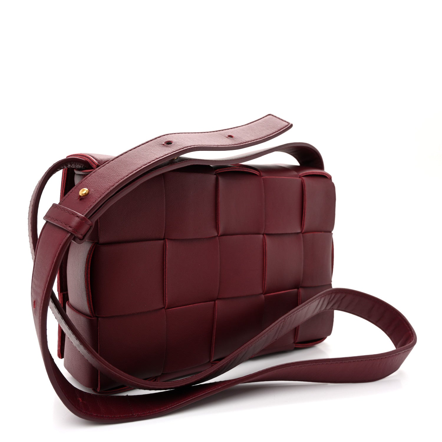 Bottega Veneta Lambskin Maxi Intreccio Cassette Crossbody Bag Barolo 3 of 11