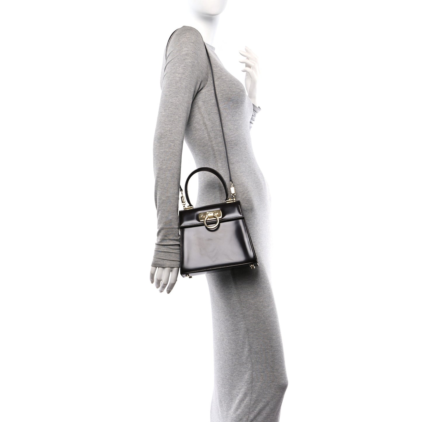 Brushed Off Calfskin Small Iconic Top Handle Bag Cocoa