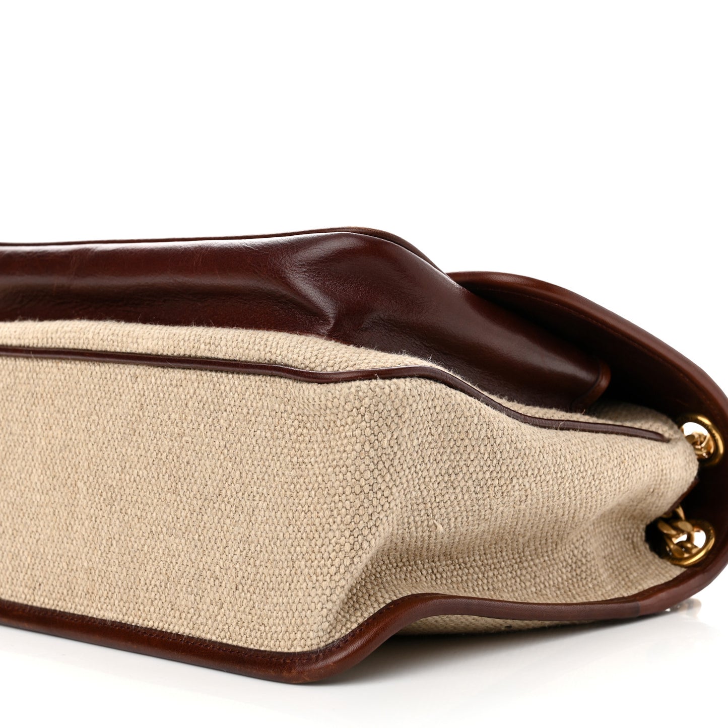 Cotton Canvas Vintage Calfskin Monogram Medium Niki Chain Satchel Natural Chocolate