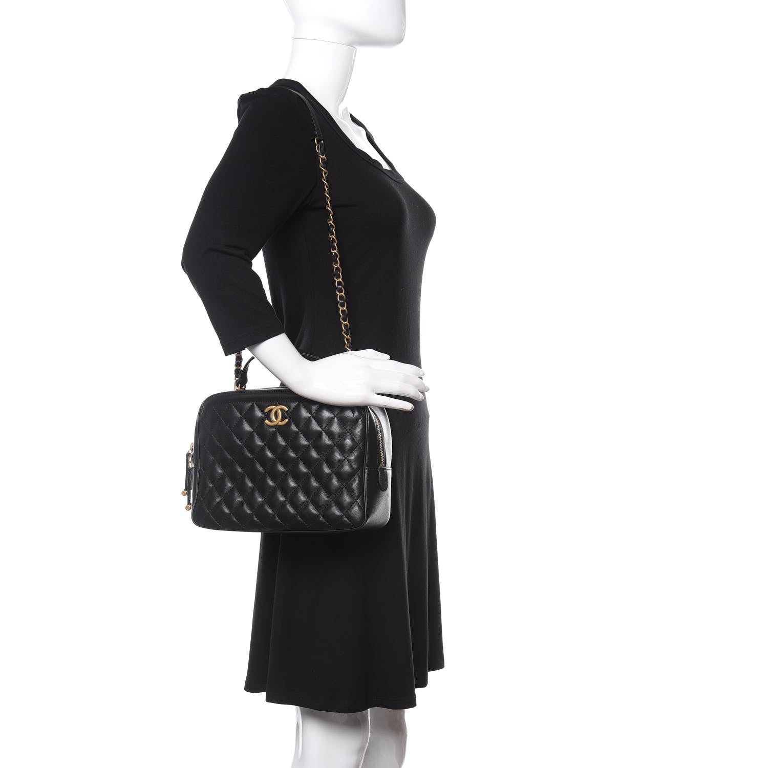 Chanel Calfskin Quilted CC Medium Vanity Case Black 2 of 11