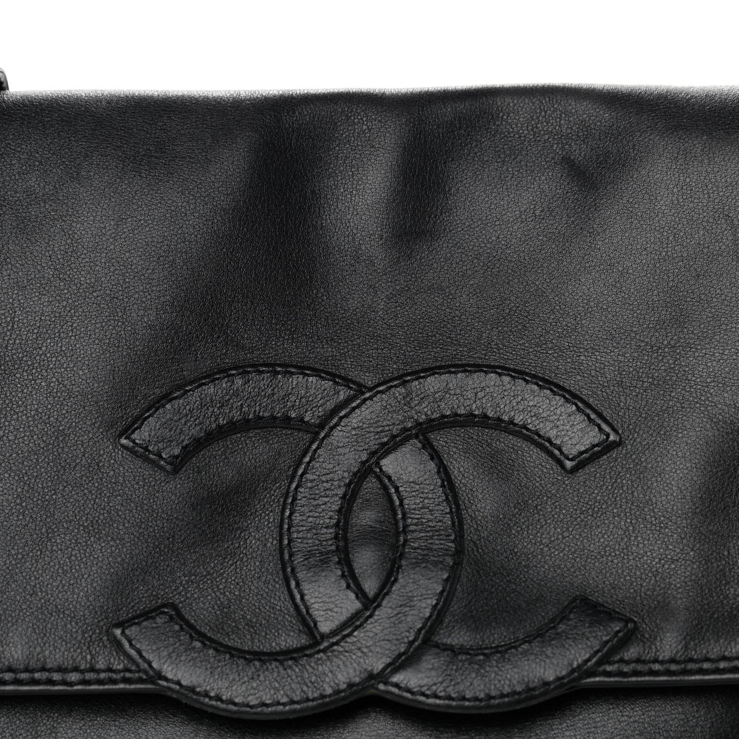 Lambskin CC Shoulder Flap Bag Black