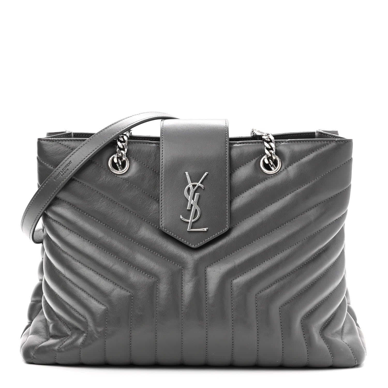 Saint Laurent Calfskin Y Quilted Monogram Large Loulou Shopper Storm 1 of 11