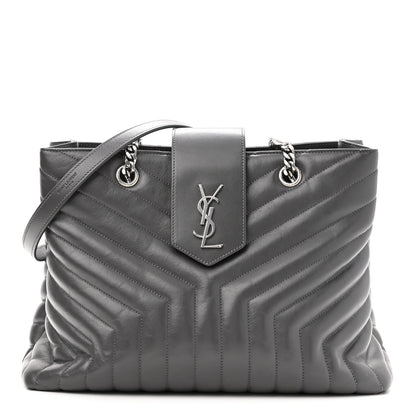 Saint Laurent Calfskin Y Quilted Monogram Large Loulou Shopper Storm 1 of 11