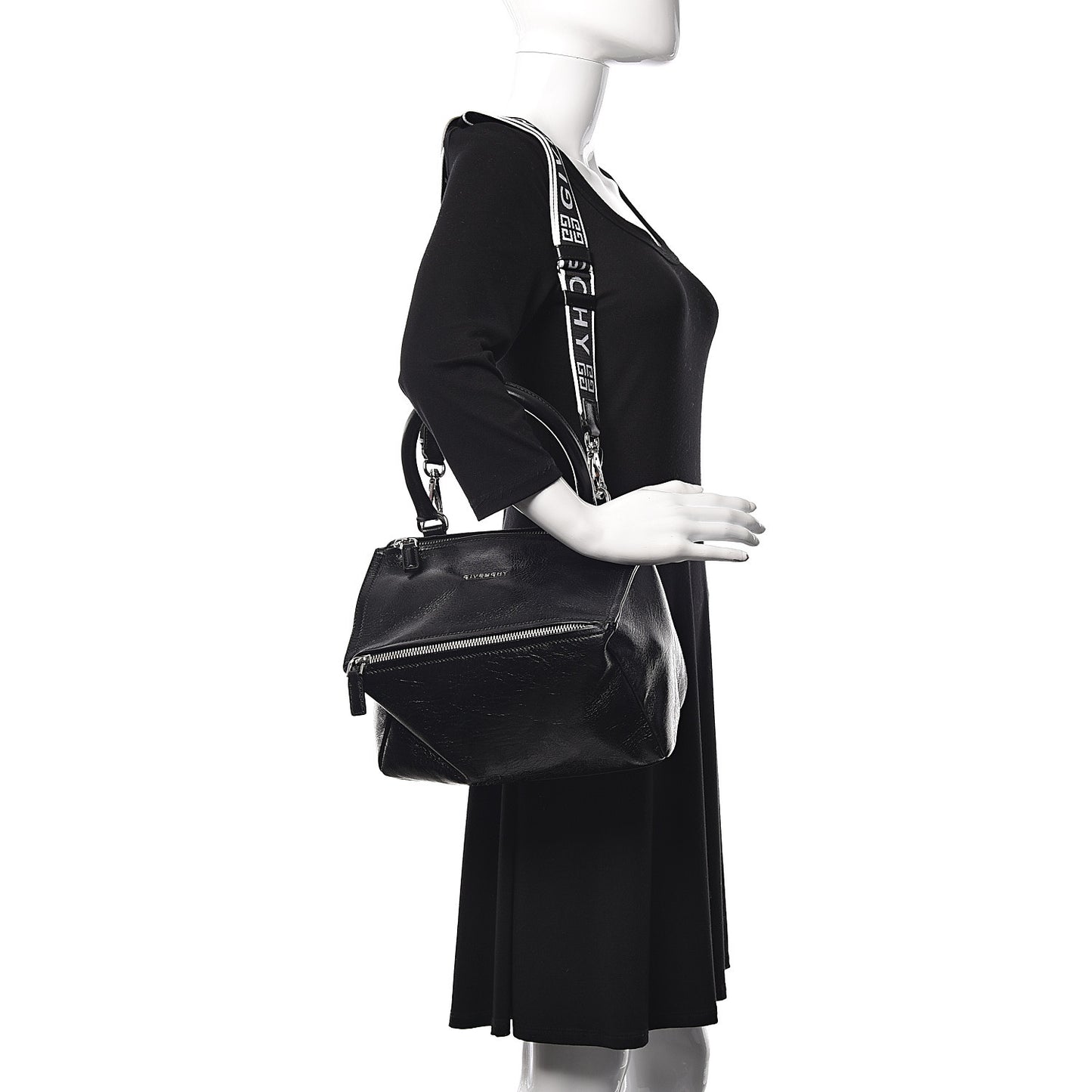 Crackled Patent 4G Small Pandora Black