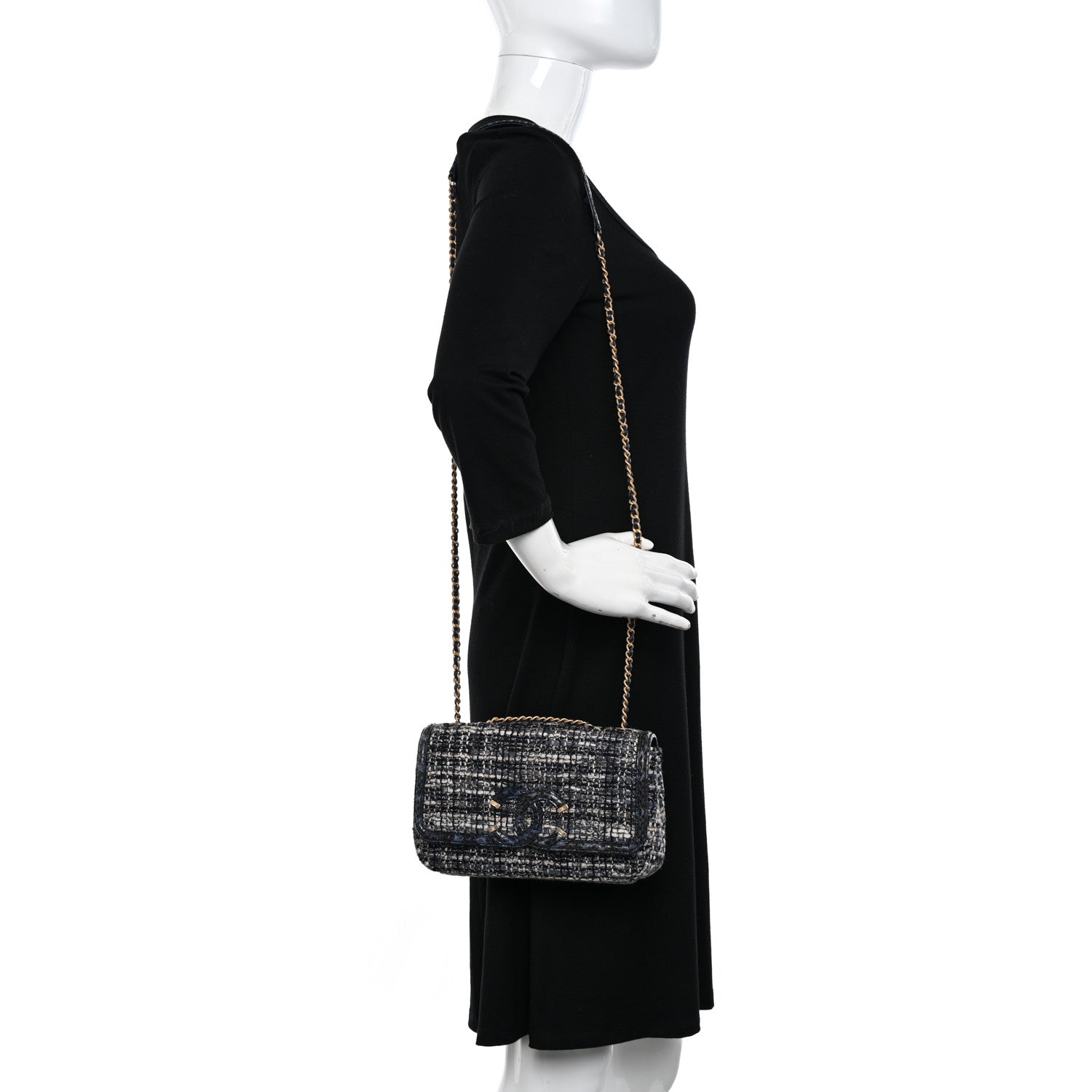 Chanel Tweed Snakeskin Quilted Small CC Filigree Flap Multicolor 2 of 12