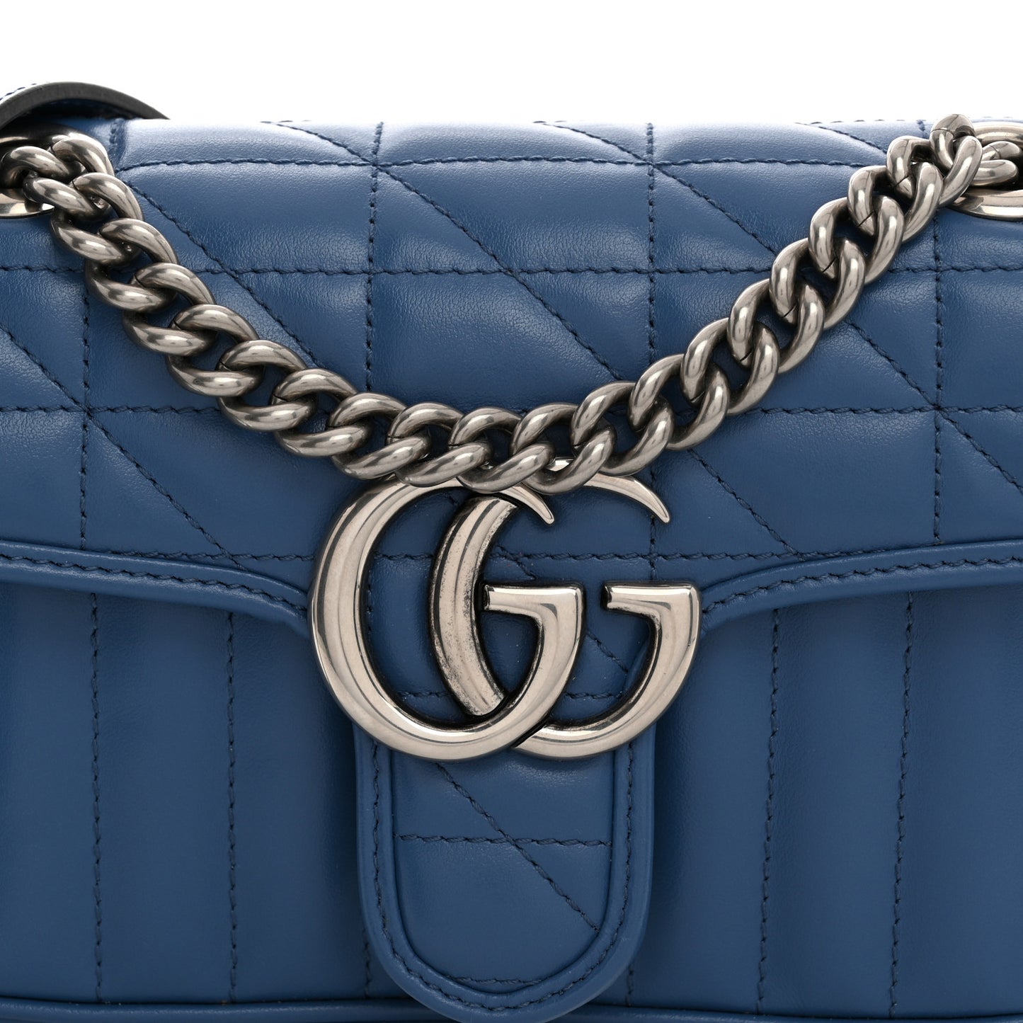 Calfskin Matelasse Aria Mini GG Marmont Shoulder Bag Clear Blue