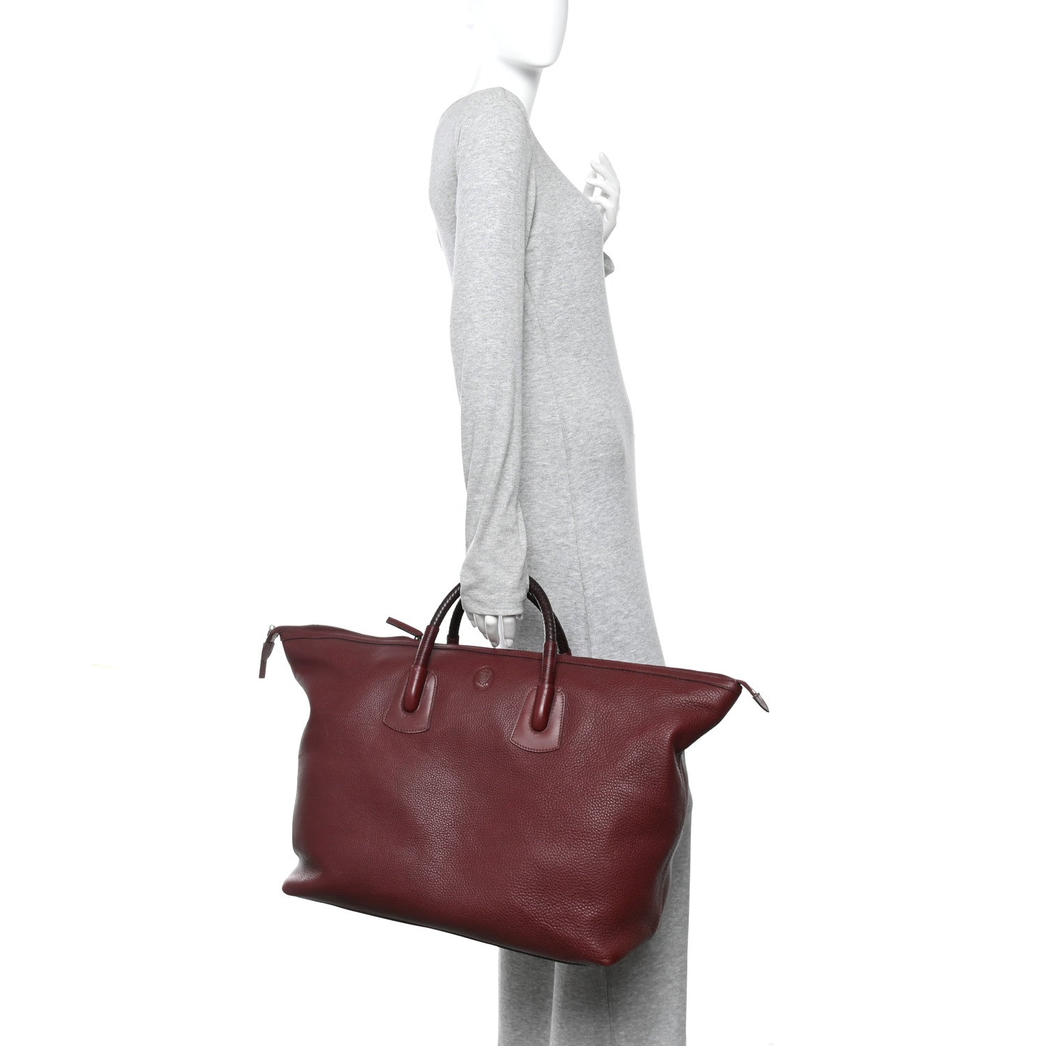 Gucci Grained Calfskin Duffle Bag Burgundy 3 of 27