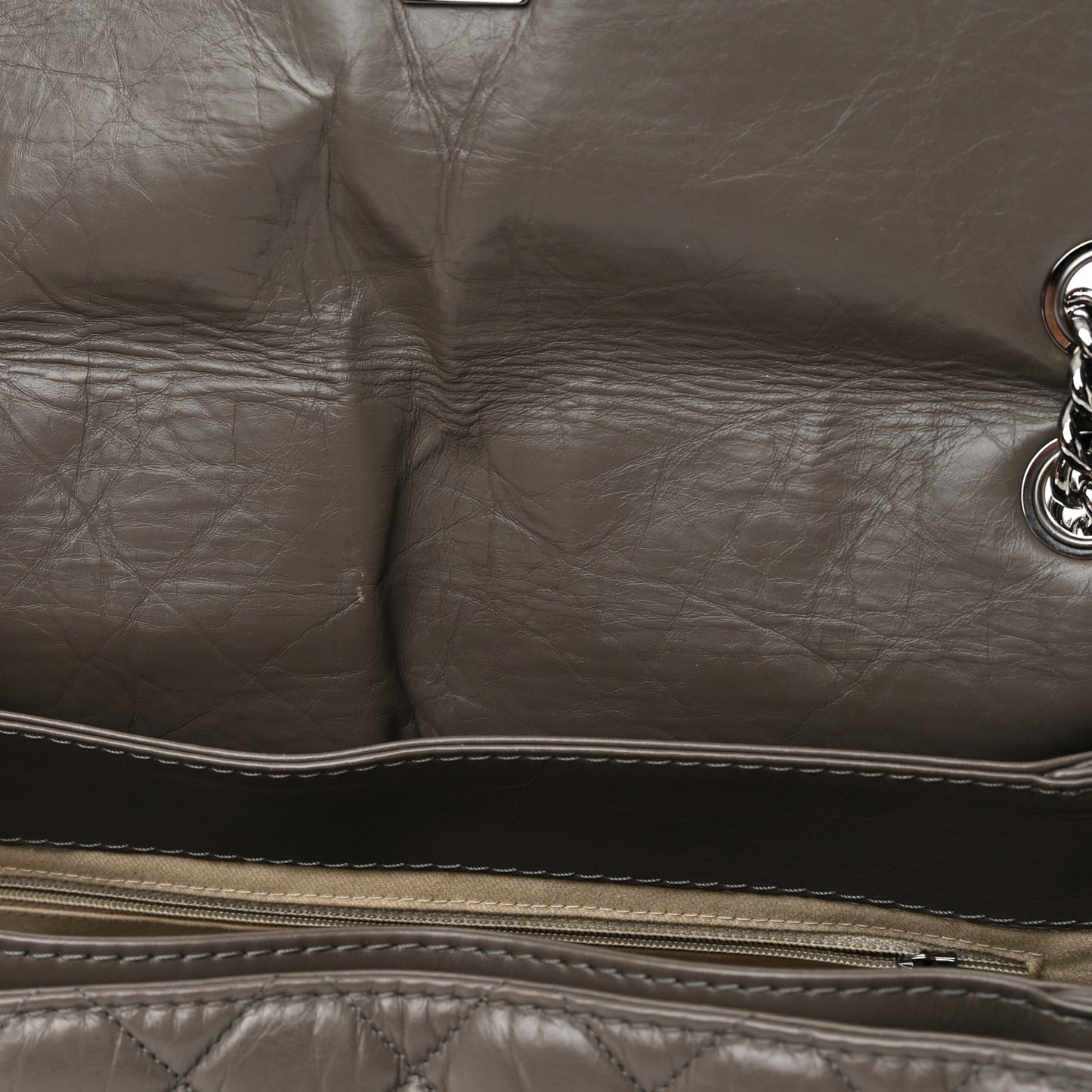 Aged Calfskin Medium Lady Pearly Flap Grey