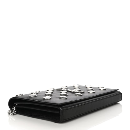 Saint Laurent Calfskin Heart Studded Monogram Chain Wallet Black 3 of 17