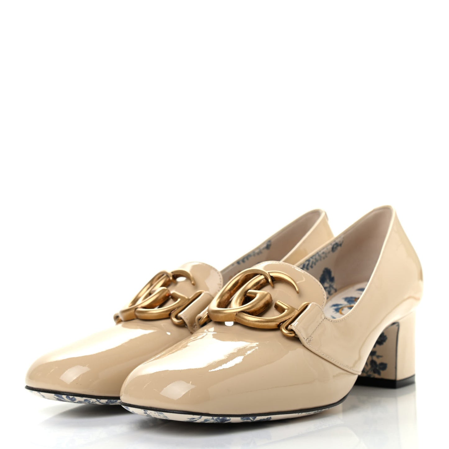Vernice GG Victoire 55mm Loafer Pumps 38 Sand Storm